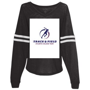 Women’s Slub Jersey Varsitee V-Neck Long Sleeve T-Shirt Thumbnail