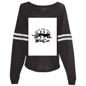 Women’s Slub Jersey Varsitee V-Neck Long Sleeve T-Shirt Thumbnail