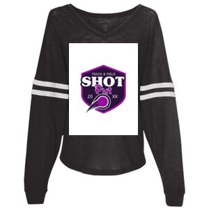 Women’s Slub Jersey Varsitee V-Neck Long Sleeve T-Shirt Thumbnail