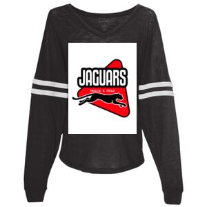 Women’s Slub Jersey Varsitee V-Neck Long Sleeve T-Shirt Thumbnail