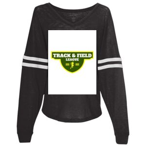 Women’s Slub Jersey Varsitee V-Neck Long Sleeve T-Shirt Thumbnail