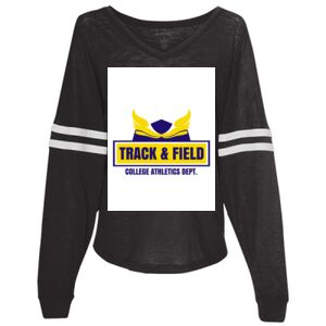 Women’s Slub Jersey Varsitee V-Neck Long Sleeve T-Shirt Thumbnail