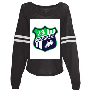 Women’s Slub Jersey Varsitee V-Neck Long Sleeve T-Shirt Thumbnail