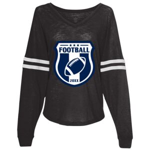 Women’s Slub Jersey Varsitee V-Neck Long Sleeve T-Shirt Thumbnail