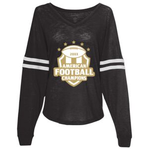 Women’s Slub Jersey Varsitee V-Neck Long Sleeve T-Shirt Thumbnail