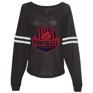 Women’s Slub Jersey Varsitee V-Neck Long Sleeve T-Shirt Thumbnail