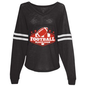 Women’s Slub Jersey Varsitee V-Neck Long Sleeve T-Shirt Thumbnail