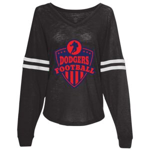 Women’s Slub Jersey Varsitee V-Neck Long Sleeve T-Shirt Thumbnail