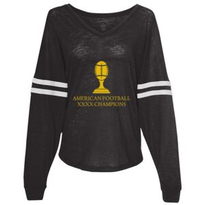 Women’s Slub Jersey Varsitee V-Neck Long Sleeve T-Shirt Thumbnail