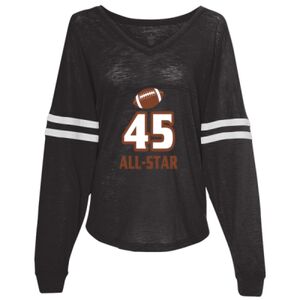 Women’s Slub Jersey Varsitee V-Neck Long Sleeve T-Shirt Thumbnail