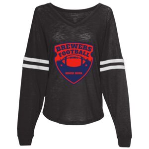 Women’s Slub Jersey Varsitee V-Neck Long Sleeve T-Shirt Thumbnail