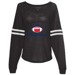 Women’s Slub Jersey Varsitee V-Neck Long Sleeve T-Shirt Thumbnail