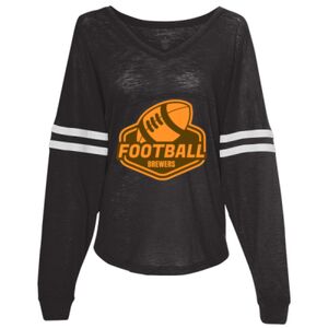 Women’s Slub Jersey Varsitee V-Neck Long Sleeve T-Shirt Thumbnail