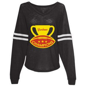 Women’s Slub Jersey Varsitee V-Neck Long Sleeve T-Shirt Thumbnail