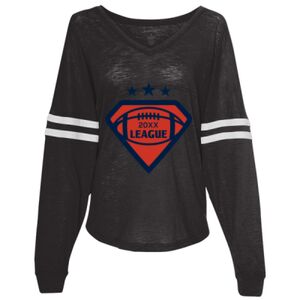 Women’s Slub Jersey Varsitee V-Neck Long Sleeve T-Shirt Thumbnail