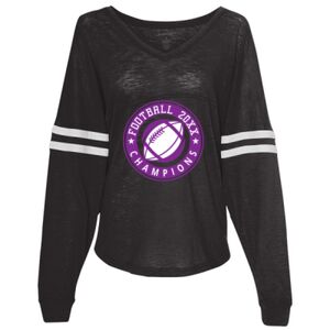 Women’s Slub Jersey Varsitee V-Neck Long Sleeve T-Shirt Thumbnail