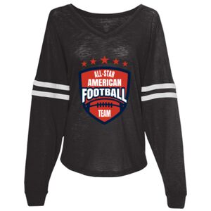 Women’s Slub Jersey Varsitee V-Neck Long Sleeve T-Shirt Thumbnail