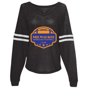 Women’s Slub Jersey Varsitee V-Neck Long Sleeve T-Shirt Thumbnail
