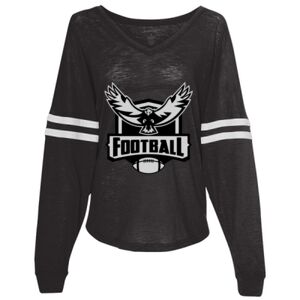 Women’s Slub Jersey Varsitee V-Neck Long Sleeve T-Shirt Thumbnail