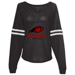 Women’s Slub Jersey Varsitee V-Neck Long Sleeve T-Shirt Thumbnail