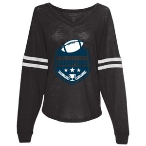 Women’s Slub Jersey Varsitee V-Neck Long Sleeve T-Shirt Thumbnail