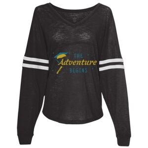 Women’s Slub Jersey Varsitee V-Neck Long Sleeve T-Shirt Thumbnail
