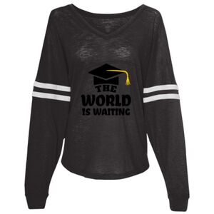 Women’s Slub Jersey Varsitee V-Neck Long Sleeve T-Shirt Thumbnail