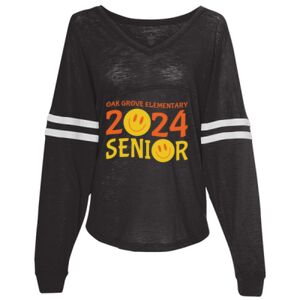 Women’s Slub Jersey Varsitee V-Neck Long Sleeve T-Shirt Thumbnail