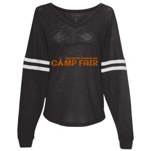 Women’s Slub Jersey Varsitee V-Neck Long Sleeve T-Shirt Thumbnail