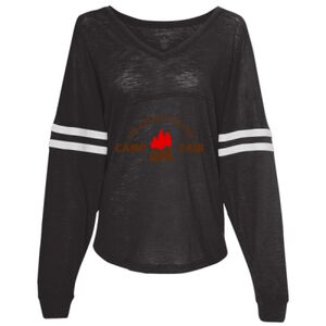 Women’s Slub Jersey Varsitee V-Neck Long Sleeve T-Shirt Thumbnail