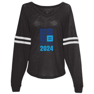 Women’s Slub Jersey Varsitee V-Neck Long Sleeve T-Shirt Thumbnail