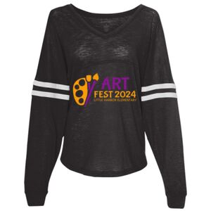 Women’s Slub Jersey Varsitee V-Neck Long Sleeve T-Shirt Thumbnail