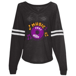 Women’s Slub Jersey Varsitee V-Neck Long Sleeve T-Shirt Thumbnail