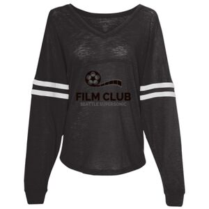 Women’s Slub Jersey Varsitee V-Neck Long Sleeve T-Shirt Thumbnail