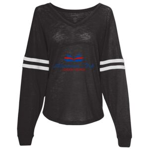 Women’s Slub Jersey Varsitee V-Neck Long Sleeve T-Shirt Thumbnail