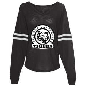 Women’s Slub Jersey Varsitee V-Neck Long Sleeve T-Shirt Thumbnail