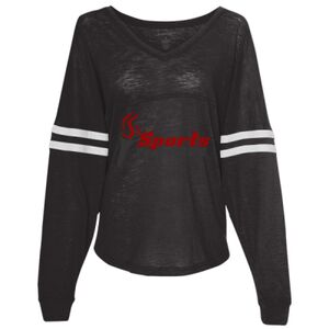 Women’s Slub Jersey Varsitee V-Neck Long Sleeve T-Shirt Thumbnail