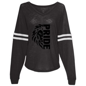 Women’s Slub Jersey Varsitee V-Neck Long Sleeve T-Shirt Thumbnail