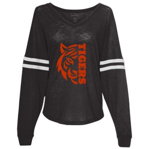 Women’s Slub Jersey Varsitee V-Neck Long Sleeve T-Shirt Thumbnail