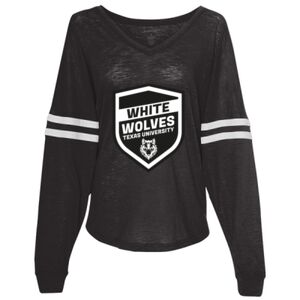 Women’s Slub Jersey Varsitee V-Neck Long Sleeve T-Shirt Thumbnail