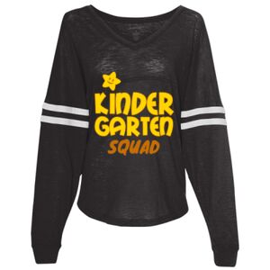 Women’s Slub Jersey Varsitee V-Neck Long Sleeve T-Shirt Thumbnail