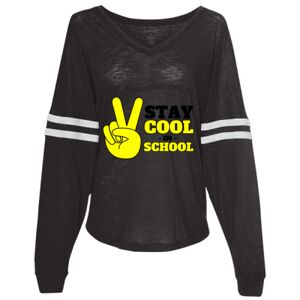 Women’s Slub Jersey Varsitee V-Neck Long Sleeve T-Shirt Thumbnail