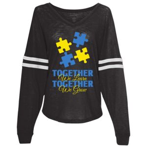 Women’s Slub Jersey Varsitee V-Neck Long Sleeve T-Shirt Thumbnail