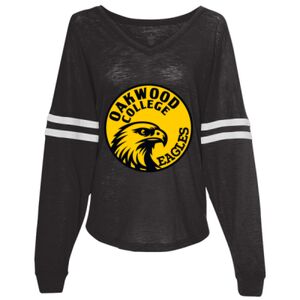Women’s Slub Jersey Varsitee V-Neck Long Sleeve T-Shirt Thumbnail