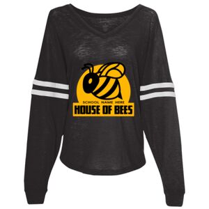 Women’s Slub Jersey Varsitee V-Neck Long Sleeve T-Shirt Thumbnail