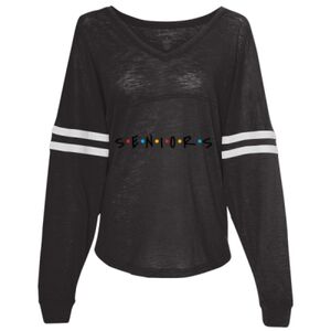 Women’s Slub Jersey Varsitee V-Neck Long Sleeve T-Shirt Thumbnail