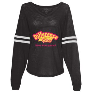 Women’s Slub Jersey Varsitee V-Neck Long Sleeve T-Shirt Thumbnail