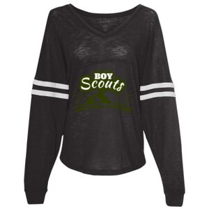 Women’s Slub Jersey Varsitee V-Neck Long Sleeve T-Shirt Thumbnail