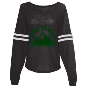 Women’s Slub Jersey Varsitee V-Neck Long Sleeve T-Shirt Thumbnail