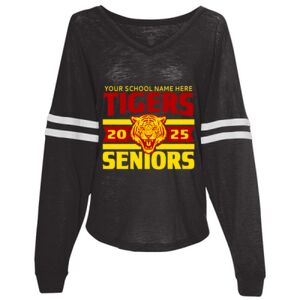 Women’s Slub Jersey Varsitee V-Neck Long Sleeve T-Shirt Thumbnail